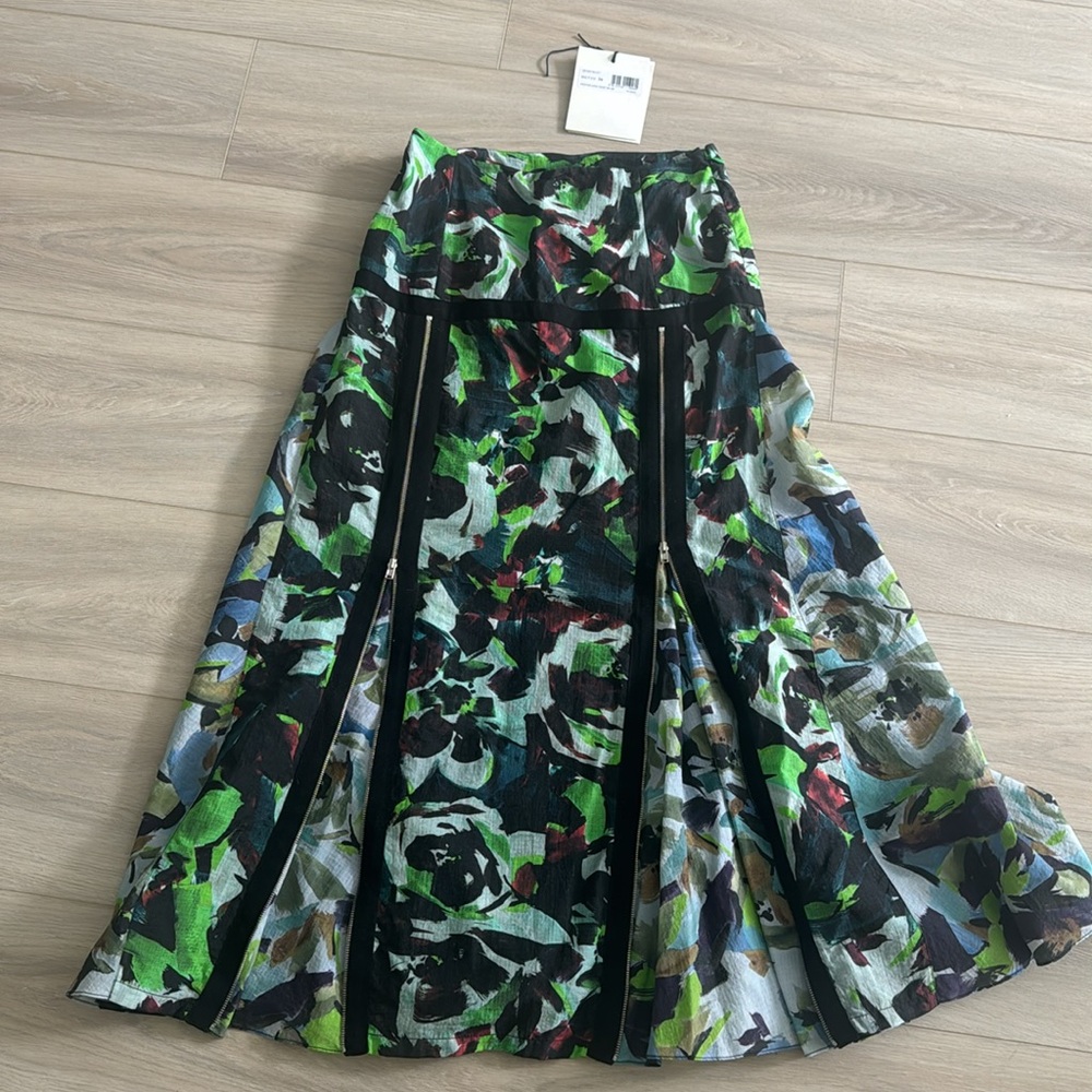 AUTH KENZO FLORAL ZIPPER SKIRT